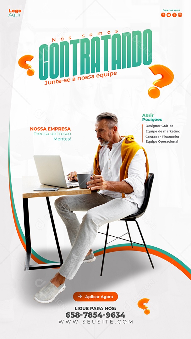 Story Vaga de Emprego Temos Vagas Vendedor Social Media PSD Editável