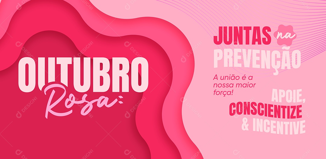 Banner Outubro Rosa Juntas na Prevenção Social Media PSD Editável