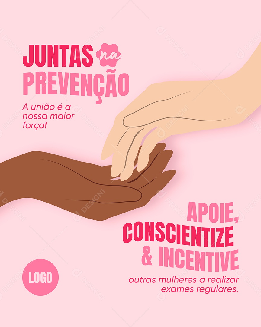 Outubro Rosa Juntas na Prevenção Social Media PSD Editável