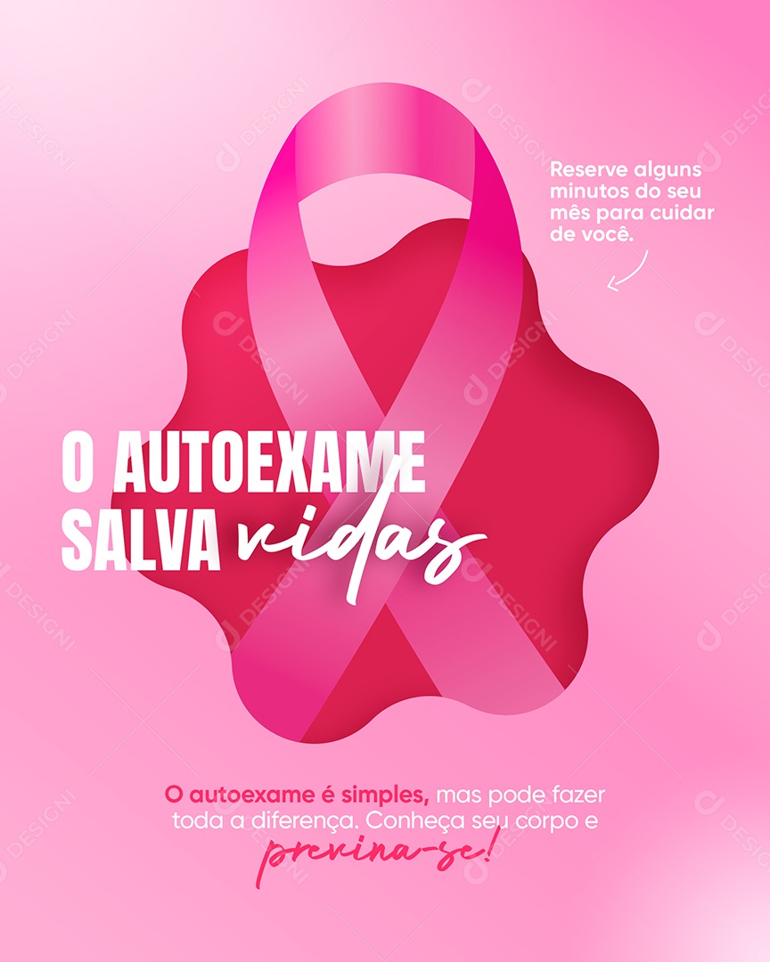 Outubro Rosa O Autoexame Salva VIdas Social Media PSD Editável