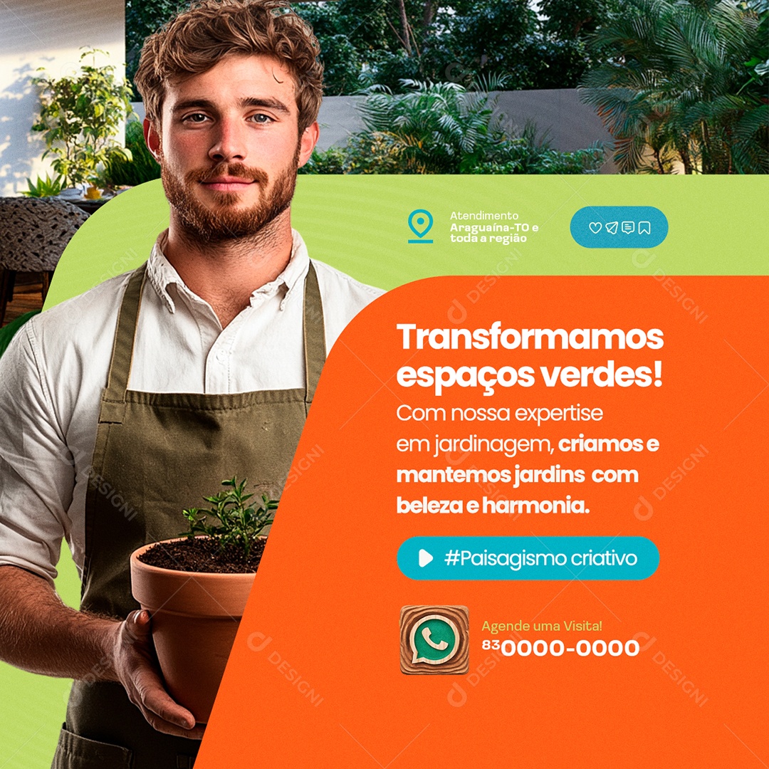 Jardineiro Transformamos Espaços Verdes Social Media PSD Editável
