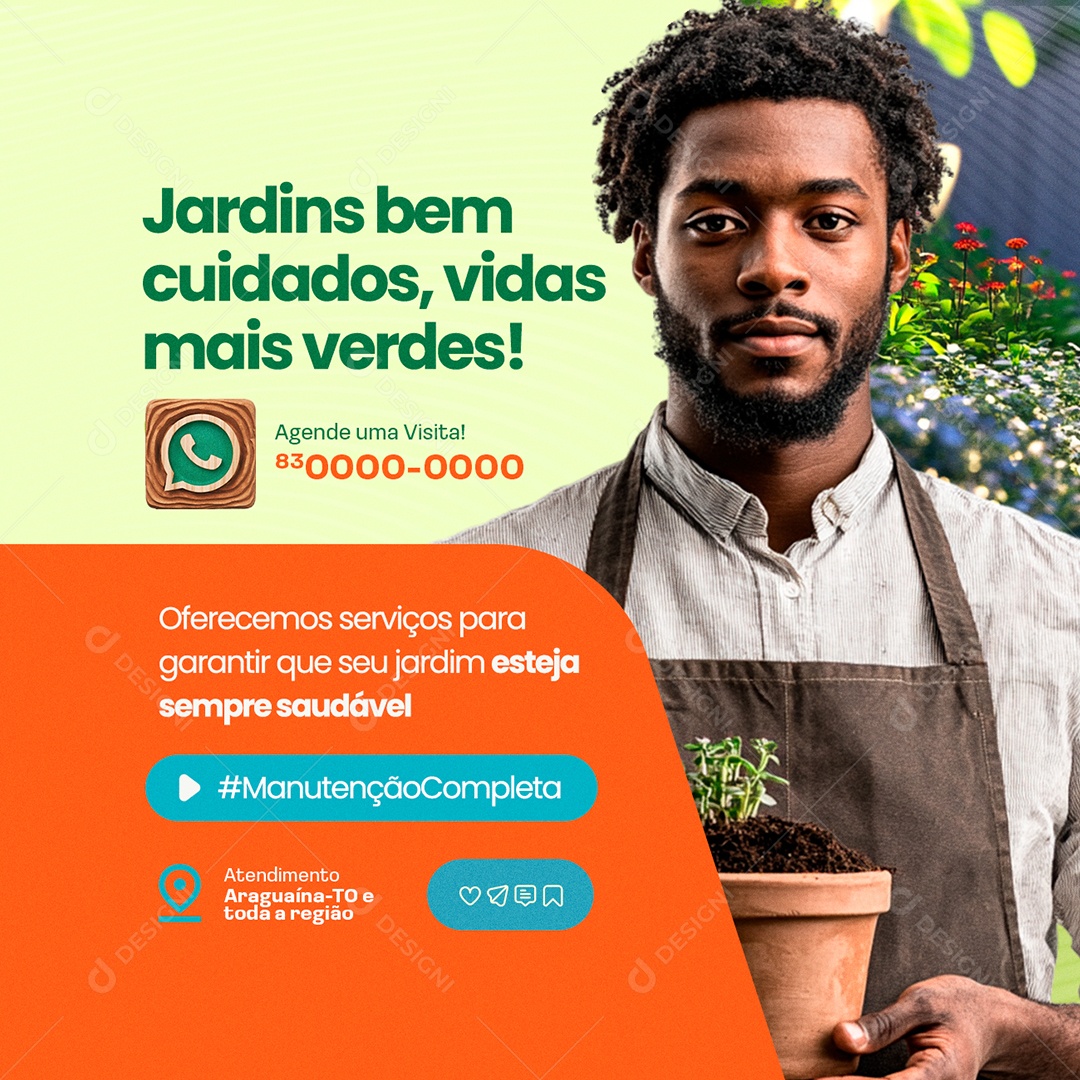 Jardineiro Jardins Bem Cuidados Vidas Mais Verdes Social Media PSD Editável