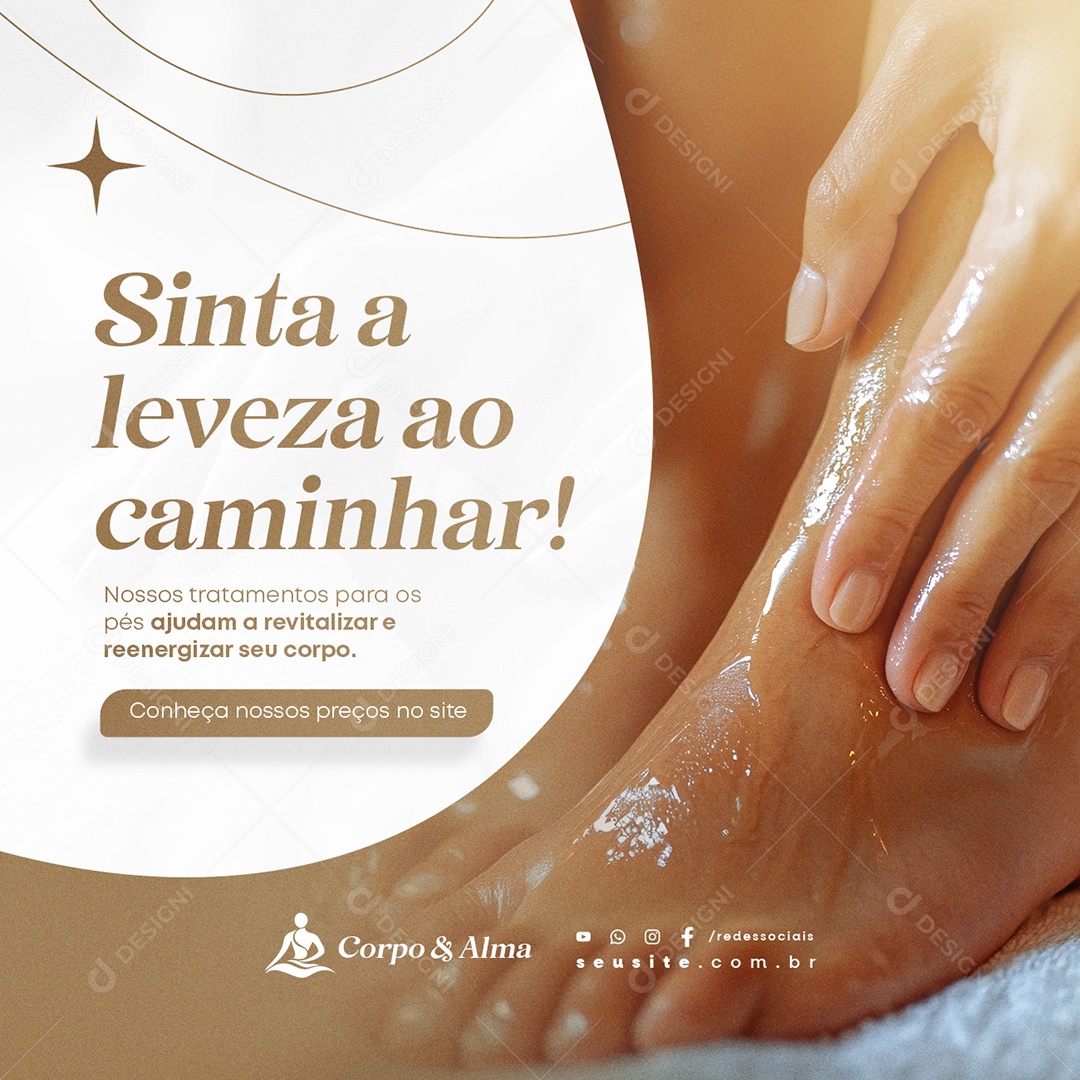 Massoterapia Sionta a Leveza ao Caminhar Social Media PSD Editável
