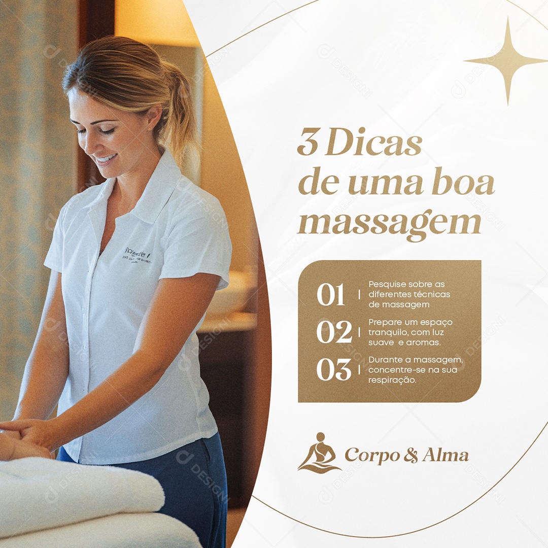Massoterapia Três Dicas de Uma Boa Massagem Social Media PSD Editável
