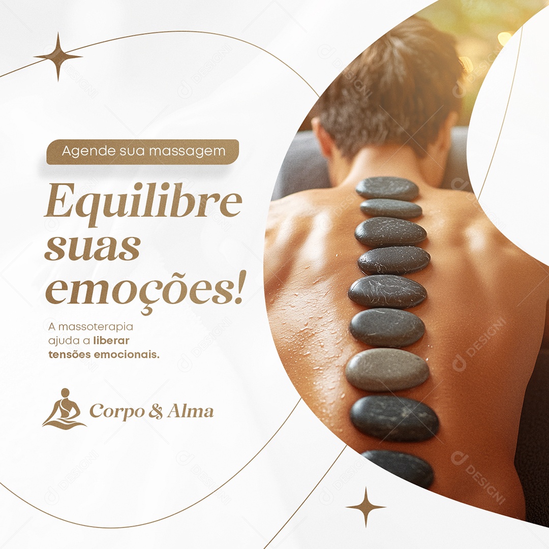 Massoterapia Equilibre suas Emoções Social Media PSD Editável