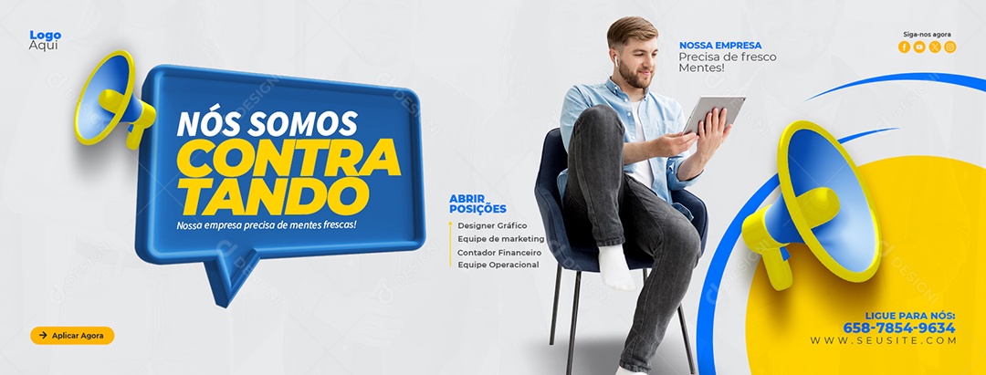 Banner Nós Estamos Contratando Social Media PSD Editável