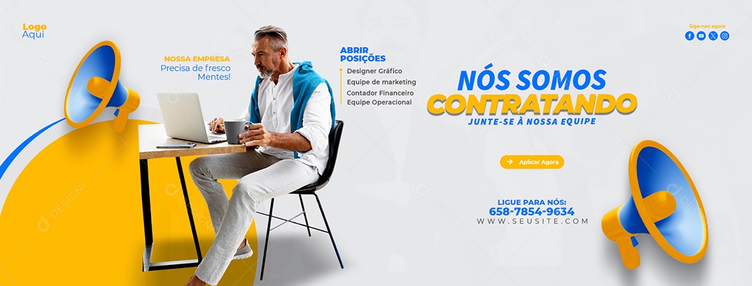 Banner Nós Estamos Contratando Social Media PSD Editável