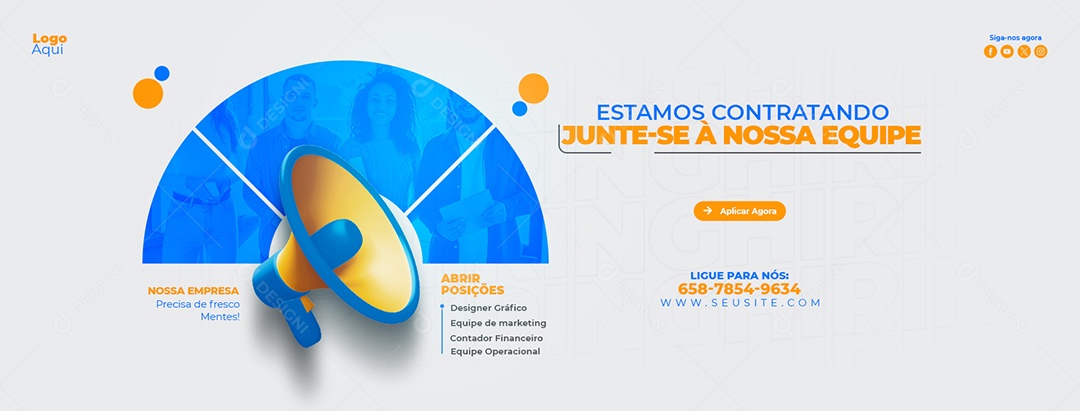 Banner Nós Estamos Contratando Social Media PSD Editável