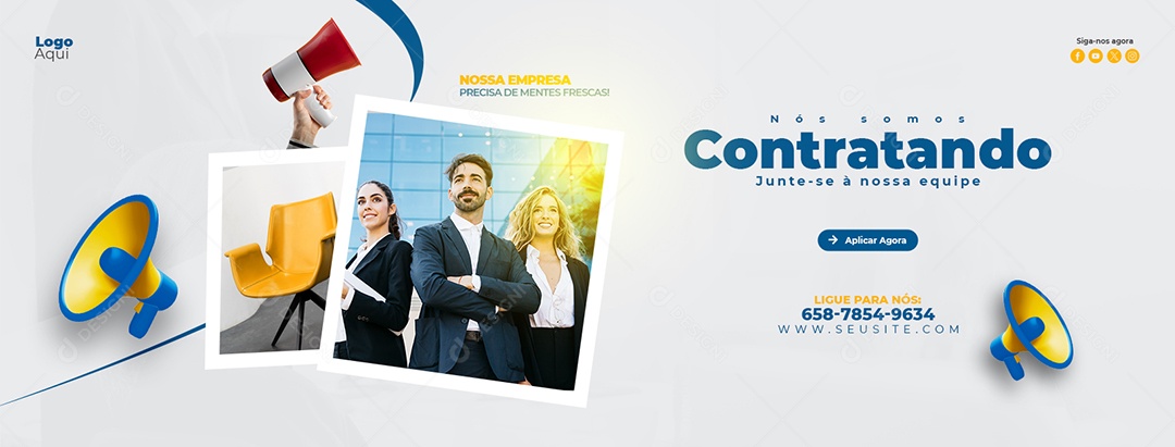 Banner Nós Estamos Contratando Social Media PSD Editável