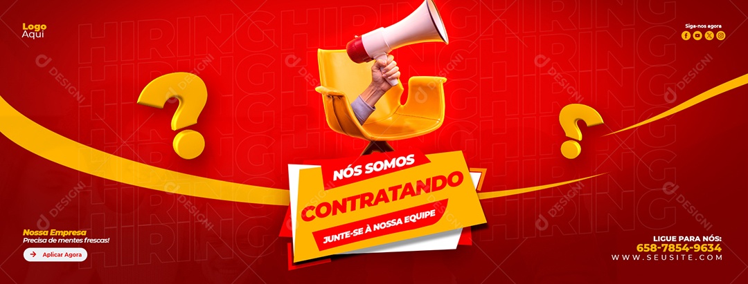 Banner Nós Estamos Contratando Social Media PSD Editável
