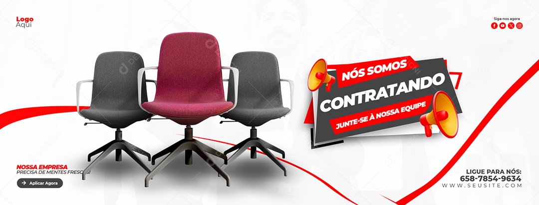 Banner Nós Estamos Contratando Social Media PSD Editável