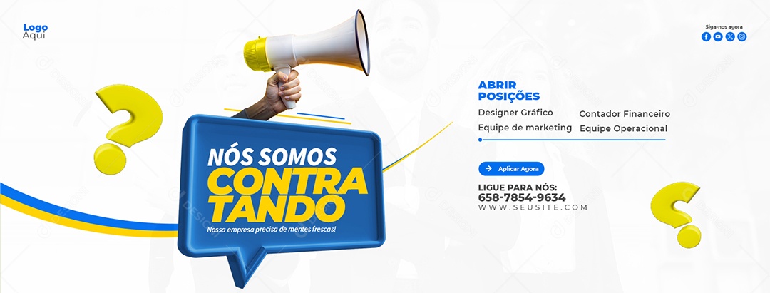 Banner Nós Estamos Contratando Social Media PSD Editável