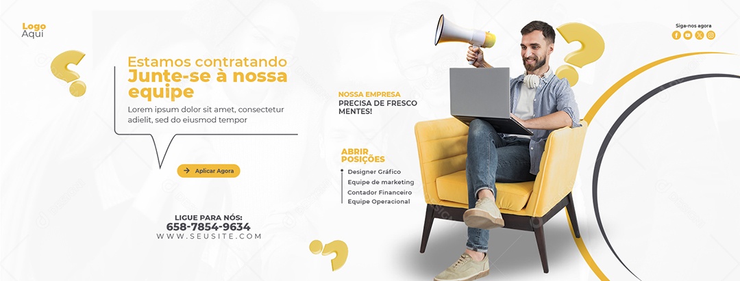 Banner Nós Estamos Contratando Social Media PSD Editável
