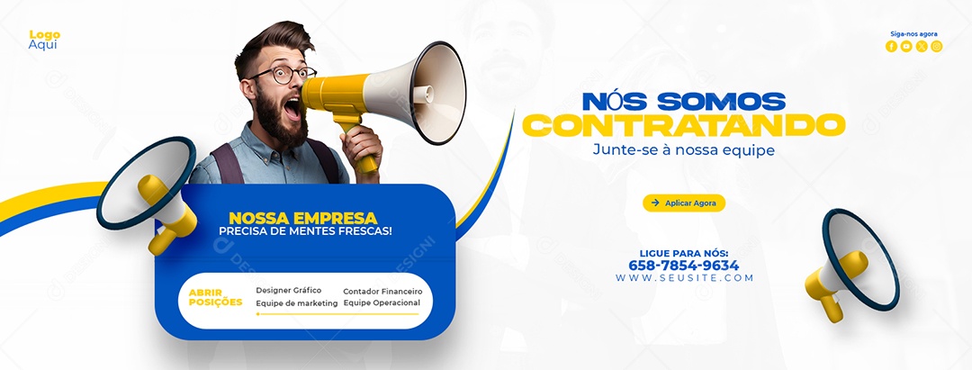 Banner Nós Estamos Contratando Social Media PSD Editável