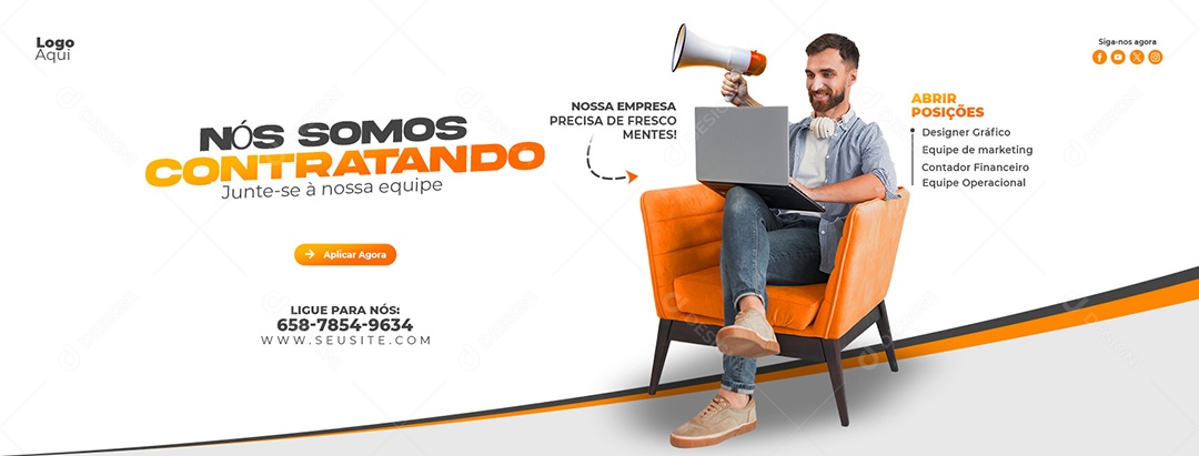 Banner Nós Estamos Contratando Social Media PSD Editável