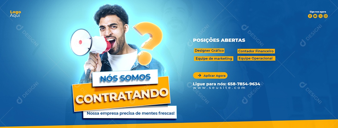 Banner Nós Estamos Contratando Social Media PSD Editável