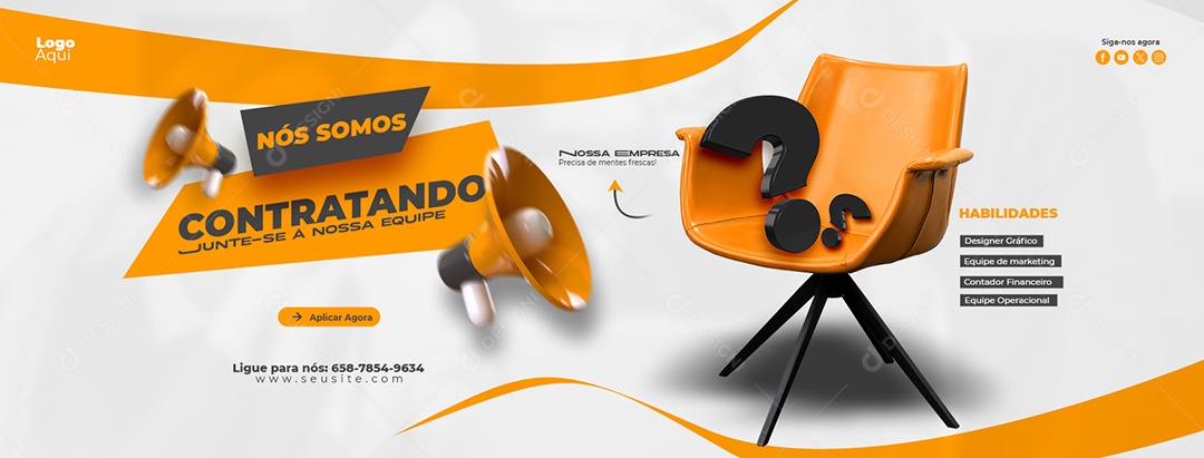 Banner Nós Estamos Contratando Social Media PSD Editável