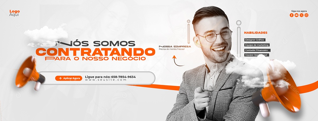 Banner Nós Estamos Contratando Social Media PSD Editável