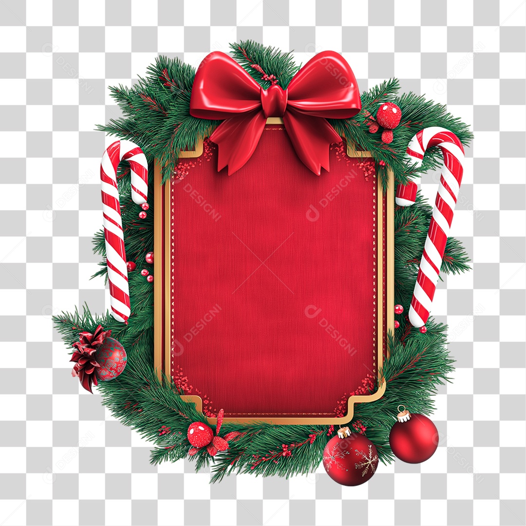 Elemento 3D Quadro e Guirlanda PNG Transparente