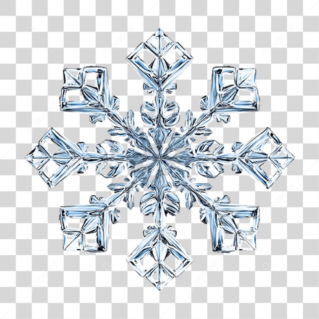 Elemento 3D Floco de Neve PNG Transparente