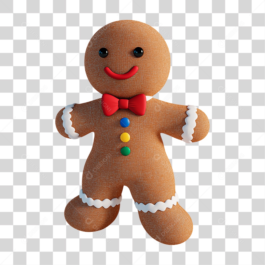 Elemento 3D Boneco de Biscoito PNG Transparente