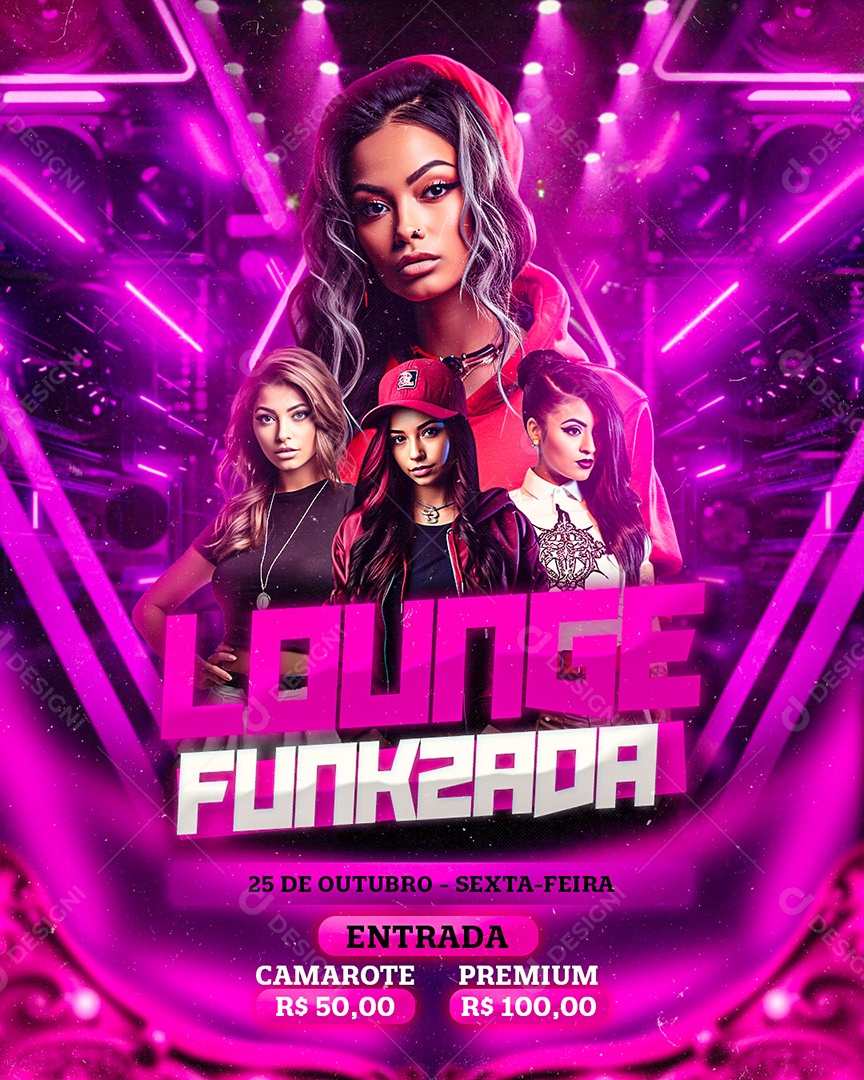 Flyer Lounge Funkzada Social Media PSD Editável