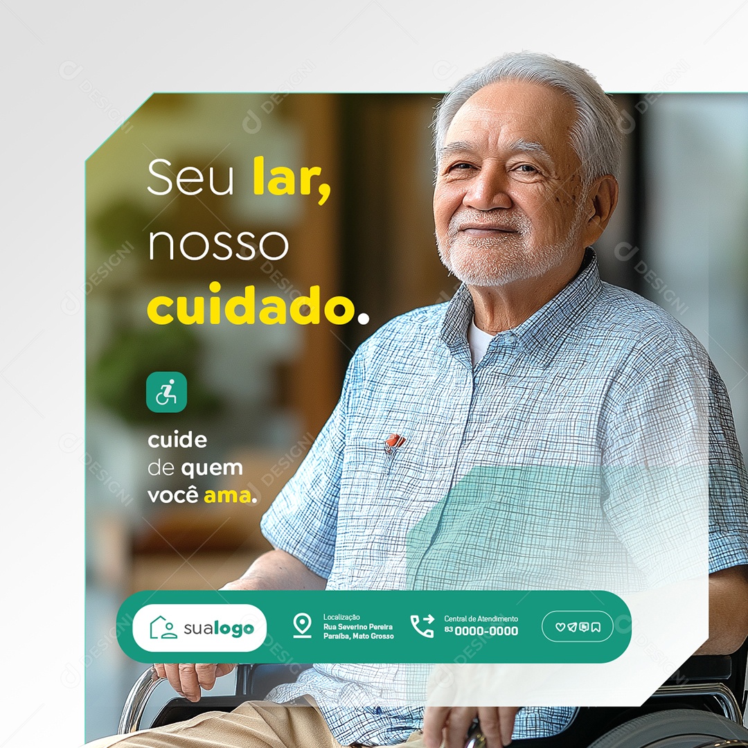 Casas de Idosos Seu Lar nosso Cuidado Social Media PSD Editável
