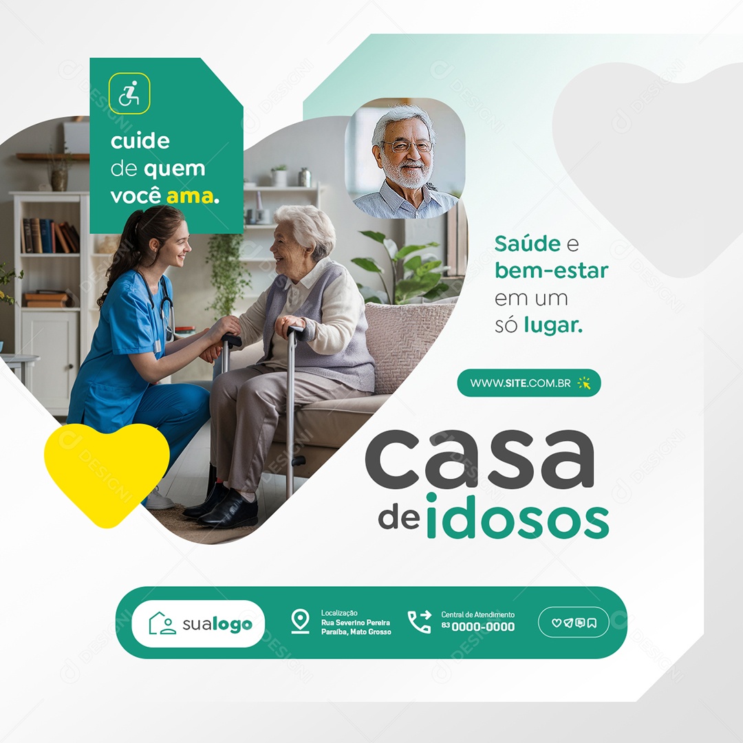 Casas de Idosos Cuide de Quem Você Ama Social Media PSD Editável