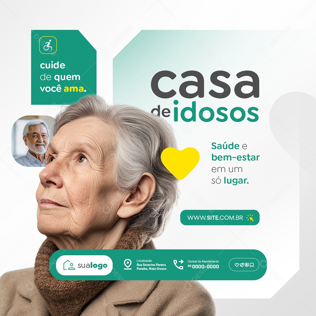Casas de Idosos Saúde e Bem-Estar Social Media PSD Editável