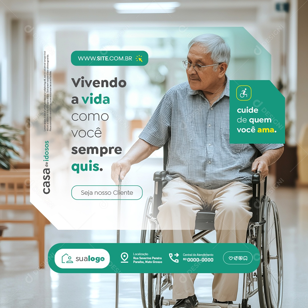 Casas de Idosos Vivendo a Vida como Você Sempre Quis Social Media PSD Editável