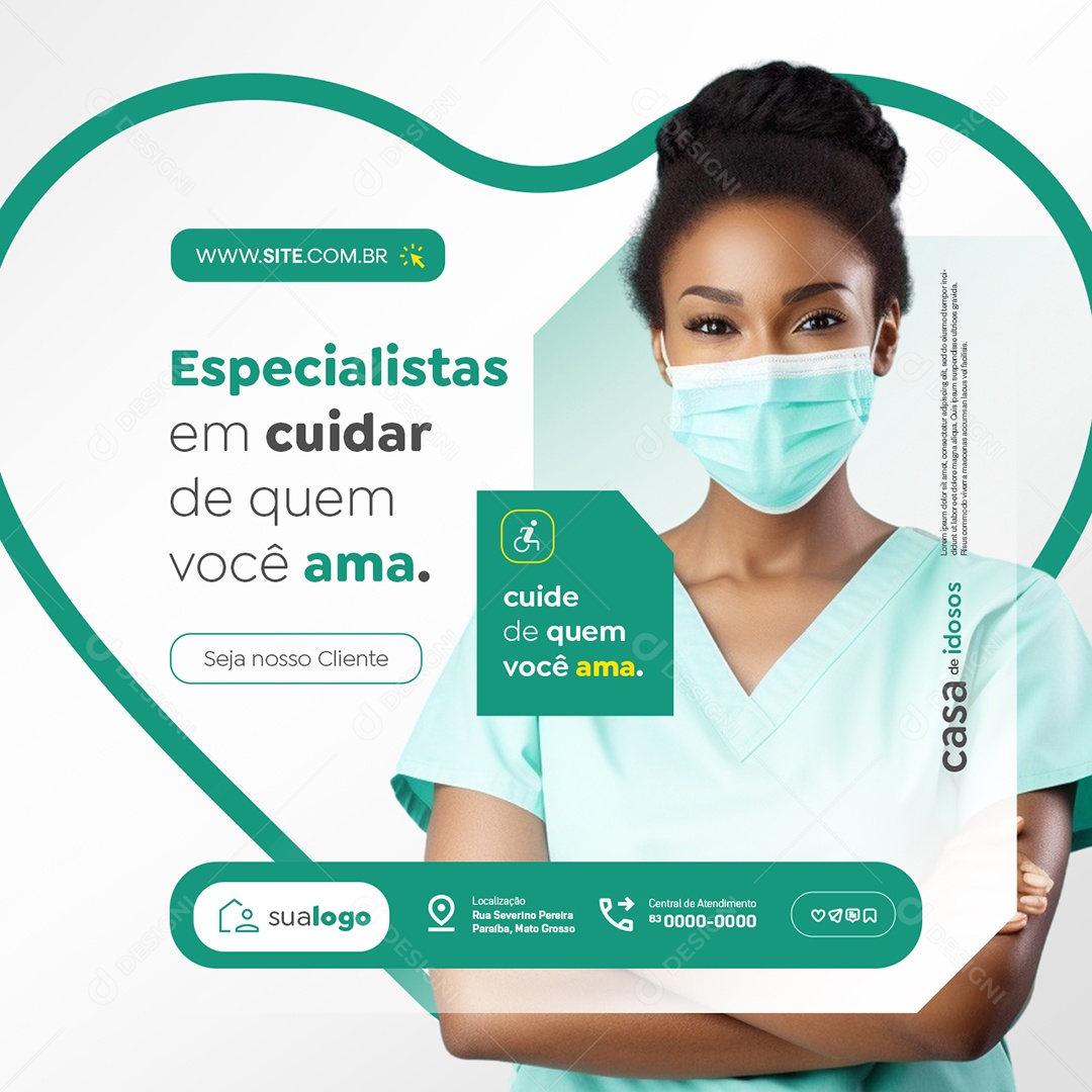 Casas de Idosos Especialistas em Cuidar de Quem Você Ama Social Media PSD Editável