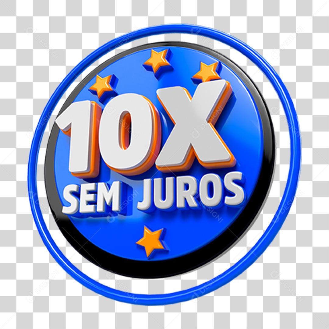 Selo 3D 10X Sem Juros PNG Transparente