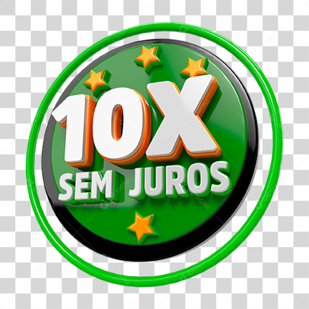 Selo 3D 10X Sem Juros PNG Transparente