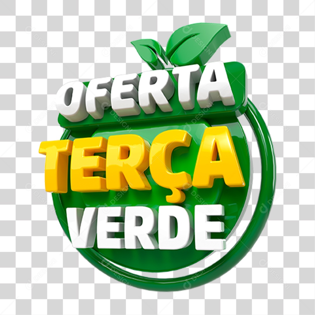 Selo 3D Terça Verde PNG Transparente