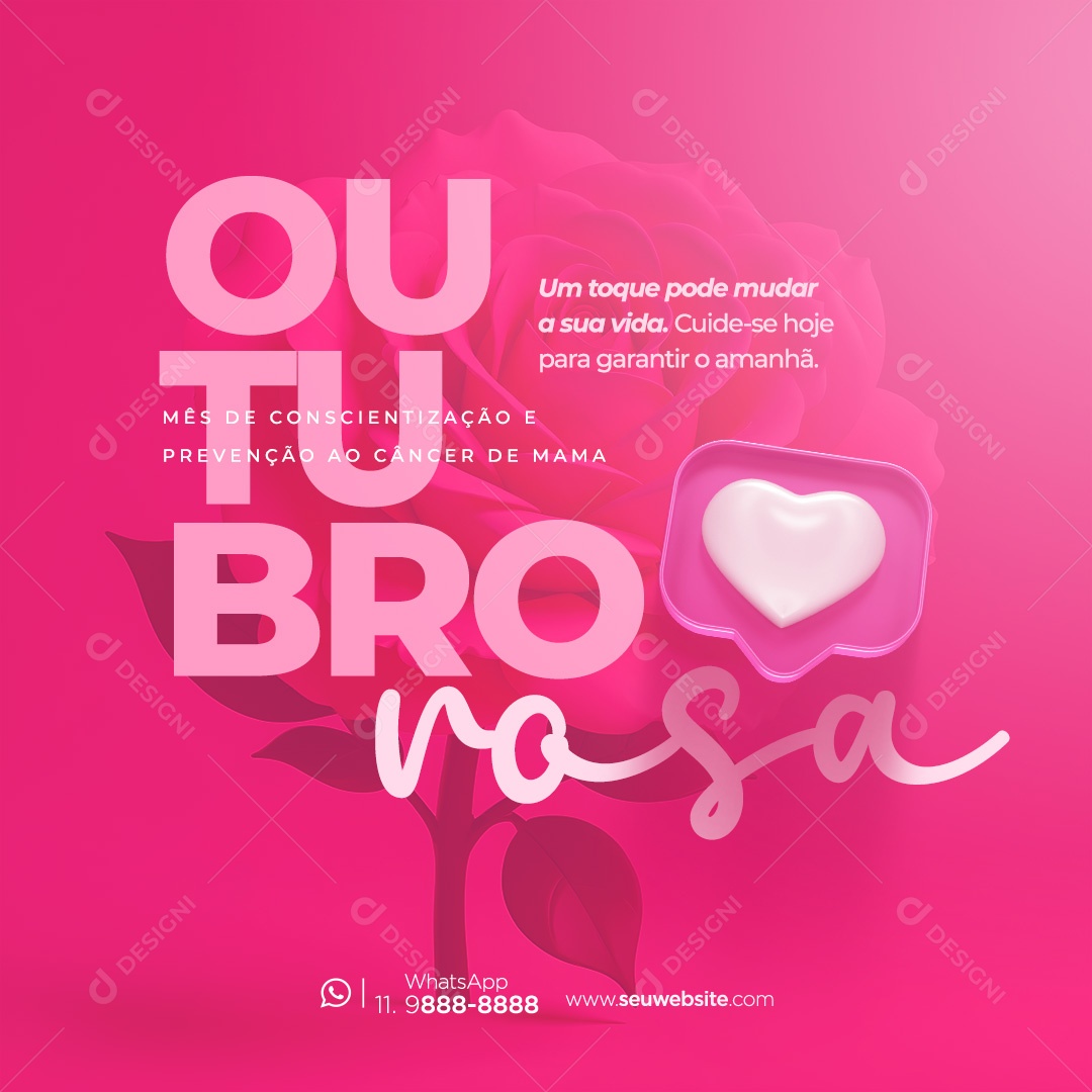 Outubro Rosa Um Toque Pode Mudar a Sua Vida Social Media PSD Editável