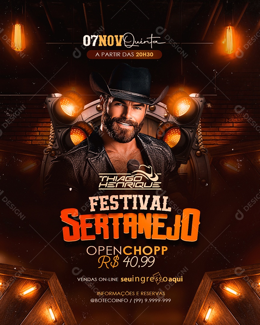 Flyer Festival Sertanejo Social Media PSD Editável