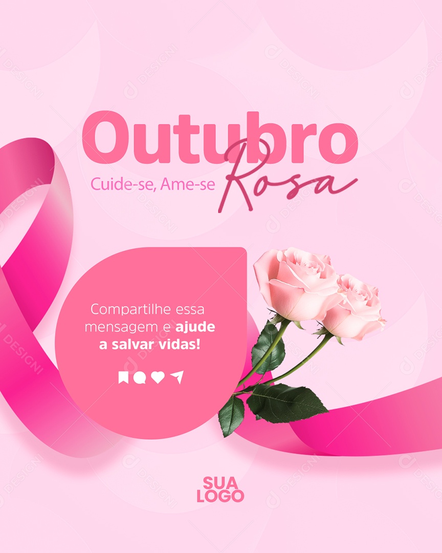 Outubro Rosa Cuide-Se Ame Se Social Media PSD Editável