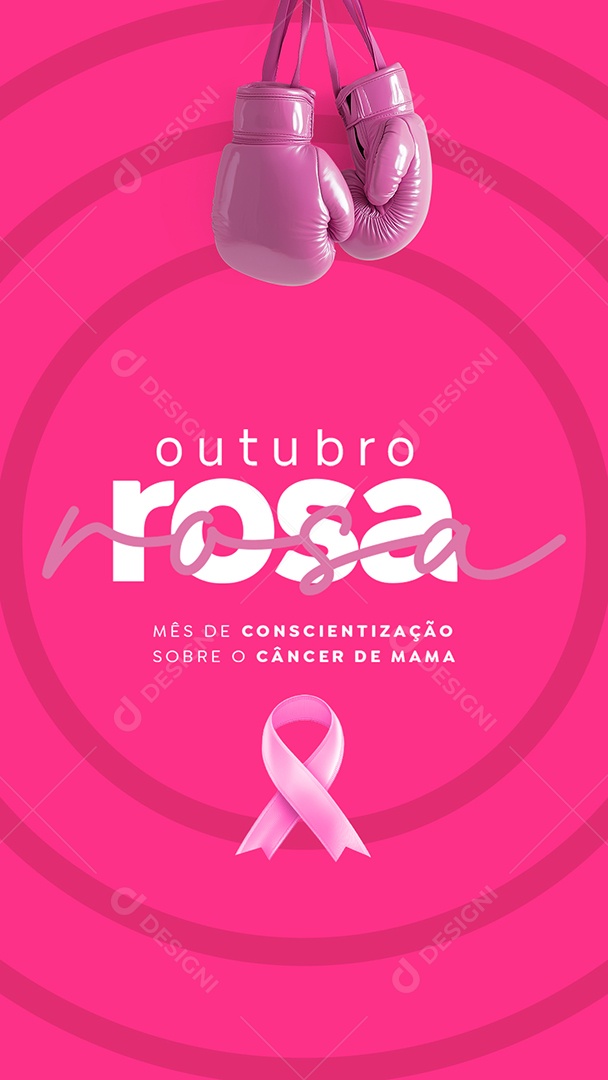 Story Outubro Rosa Mês de Conscientização Sobre o Câncer de Mama Social Media PSD Editável