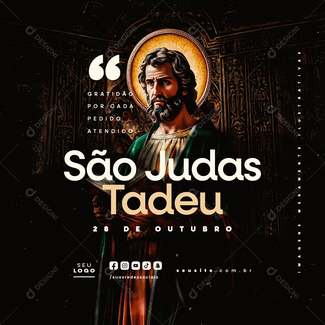 Dia de São Judas Tadeu 28 de Outubro Gratidão Social Media PSD Editável