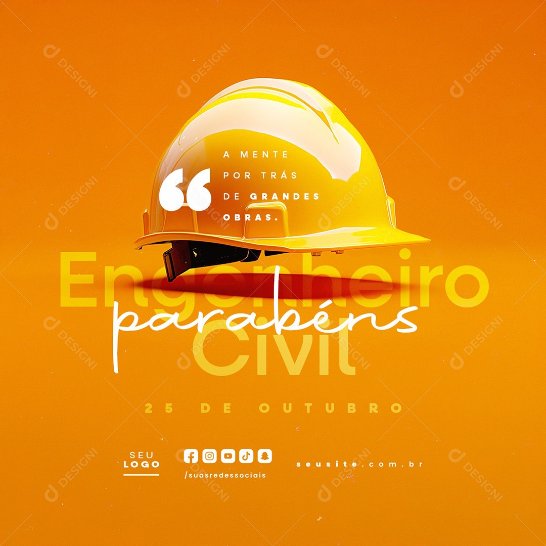 Dia do Engenheiro Civil 25 de Outubro Parabéns Social Media PSD Editável