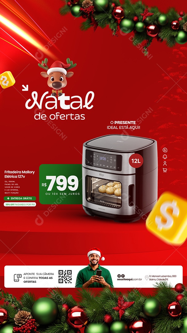 Social Media Story Natal de Ofertas Loja PSD Editável