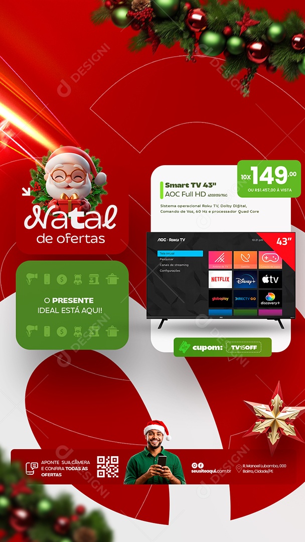 Social Media Story Natal de Ofertas Loja PSD Editável