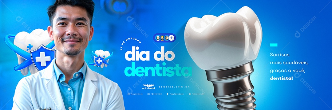 Carrossel Dia do Dentista 25 de Outubro Sorrisos Mais Saudáveis Social Media PSD Editável
