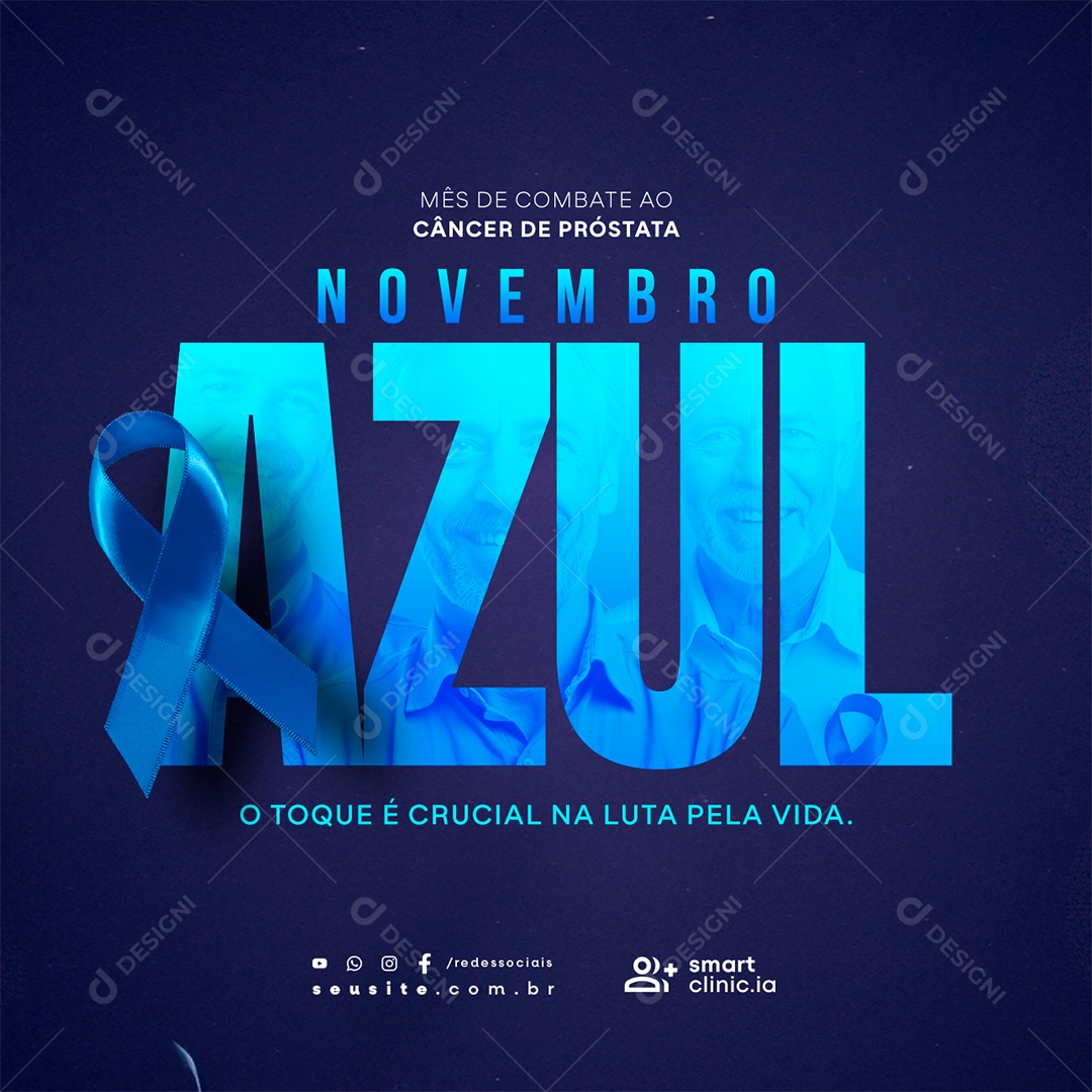 Novembro Azul O Toque é Crucial na Luta Pela Vida Social Media PSD Editável