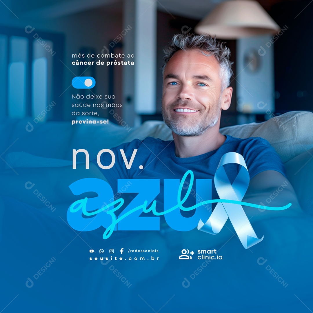 Novembro Azul Previna-Se Social Media PSD Editável
