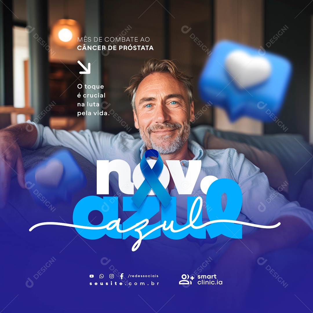 Novembro Azul Mês de Combate ao Câncer de Próstata Social Media PSD Editável