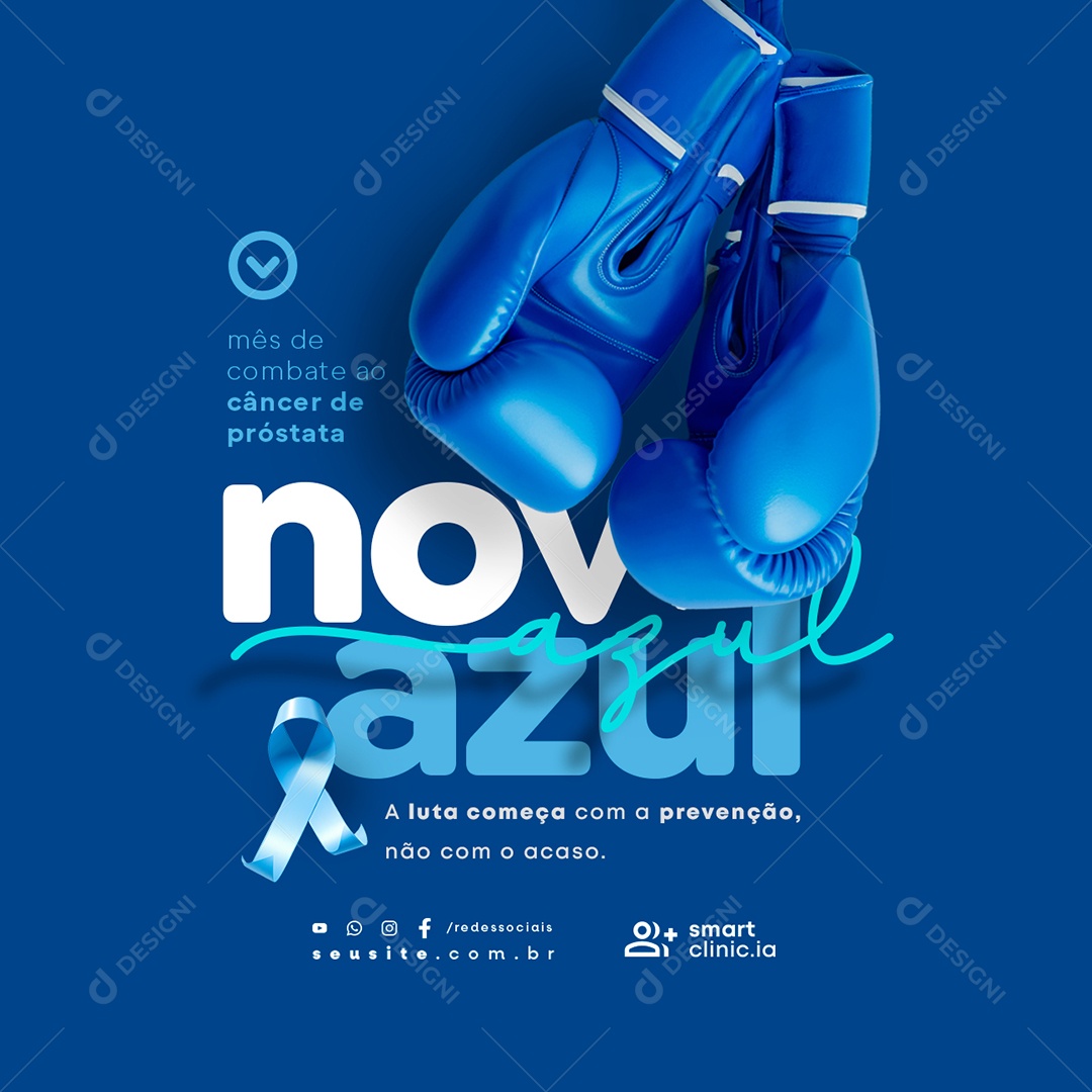 Novembro Azul a Luta Começa Com a Prevenção Social Media PSD Editável