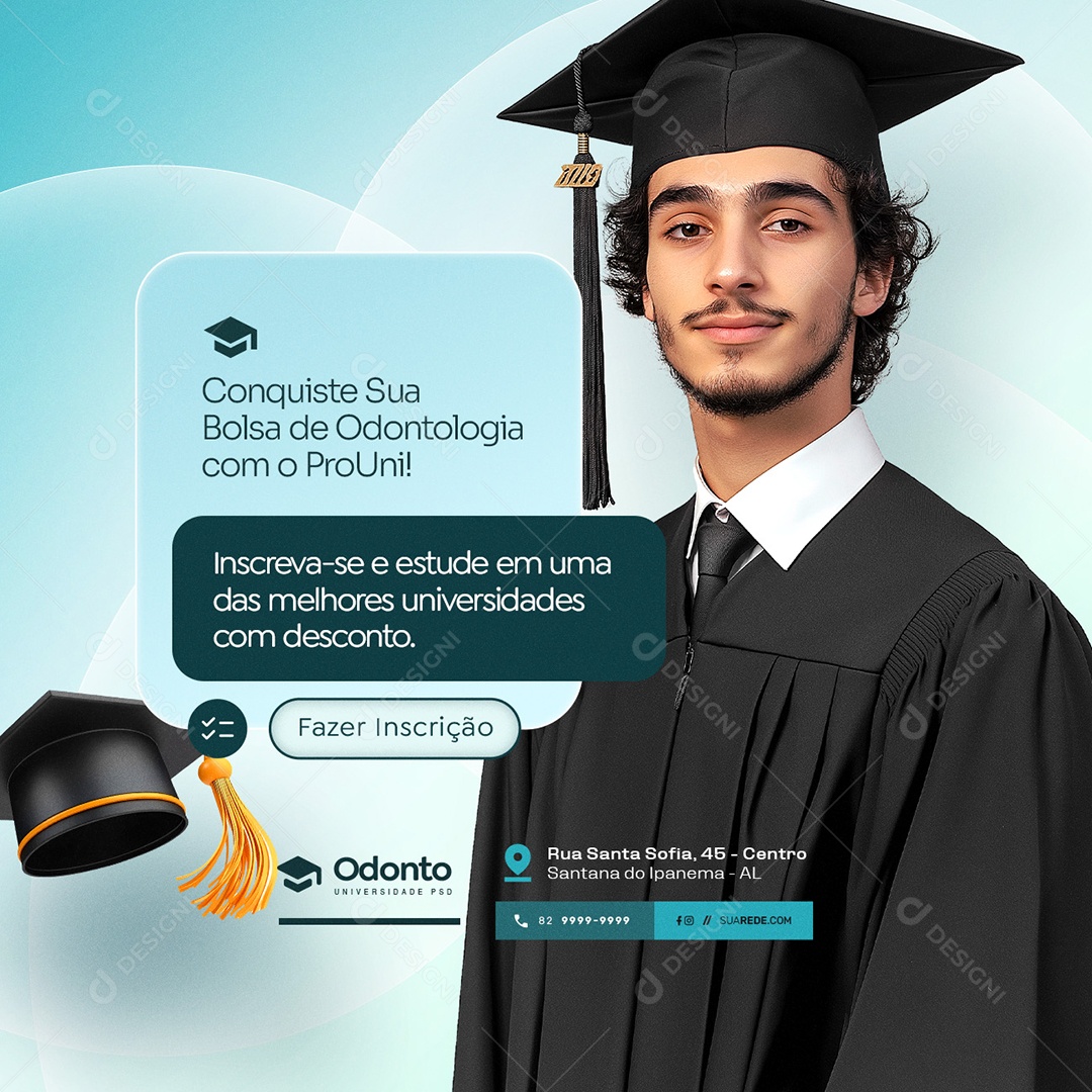 Curso Preparatório Conquiste sua Bolsa de Odontologia Social Media PSD Editável