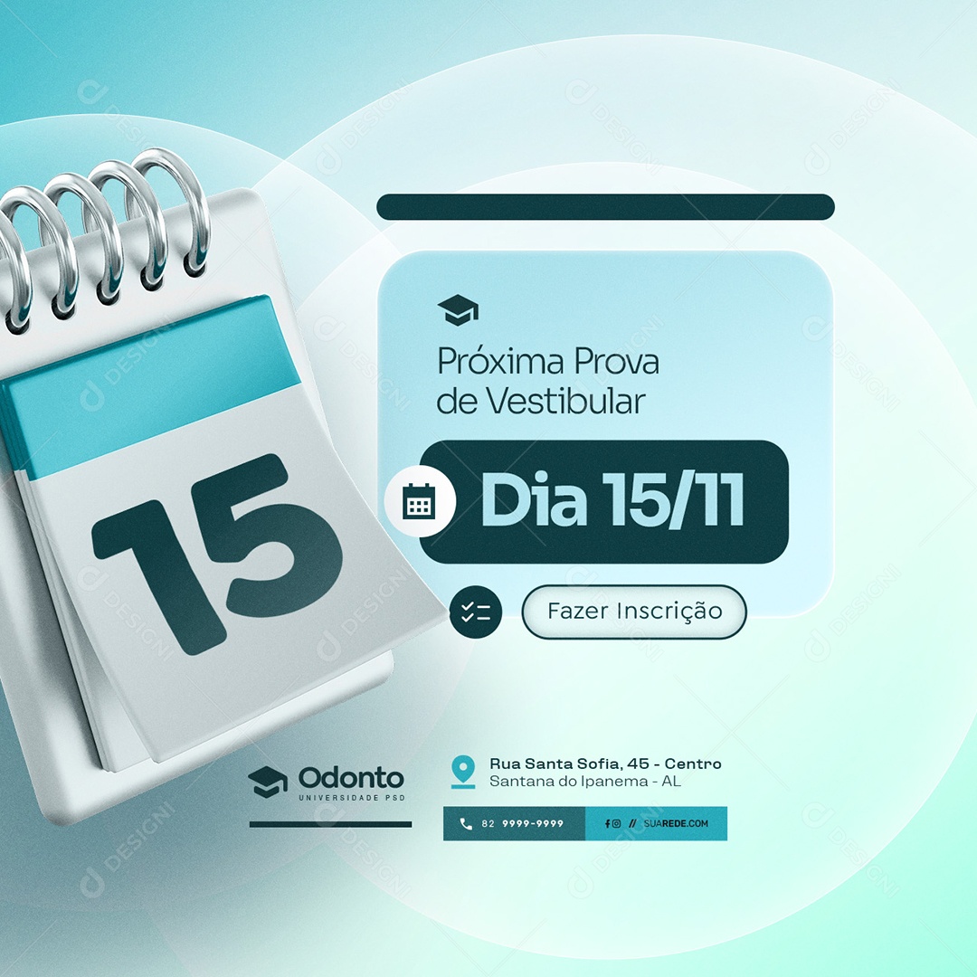 Curso Preparatório Próxima Prova do Verstibular Social Media PSD Editável