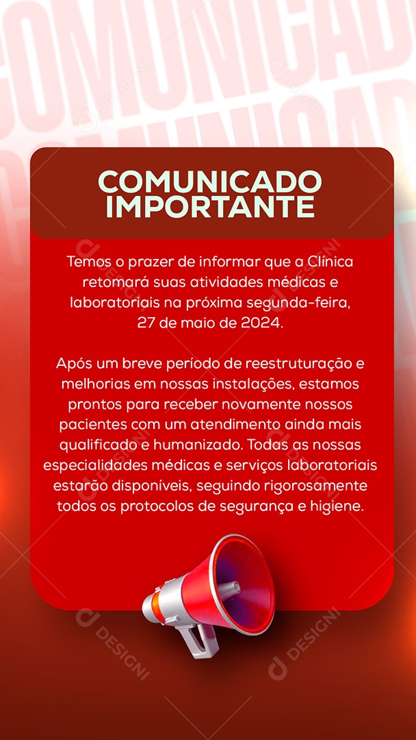 Story Comunicado Importante Clinica Social Media PSD Editável